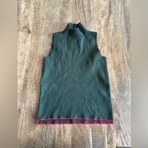 Zara Knit Sleeveless Turtleneck Top with Red Trim